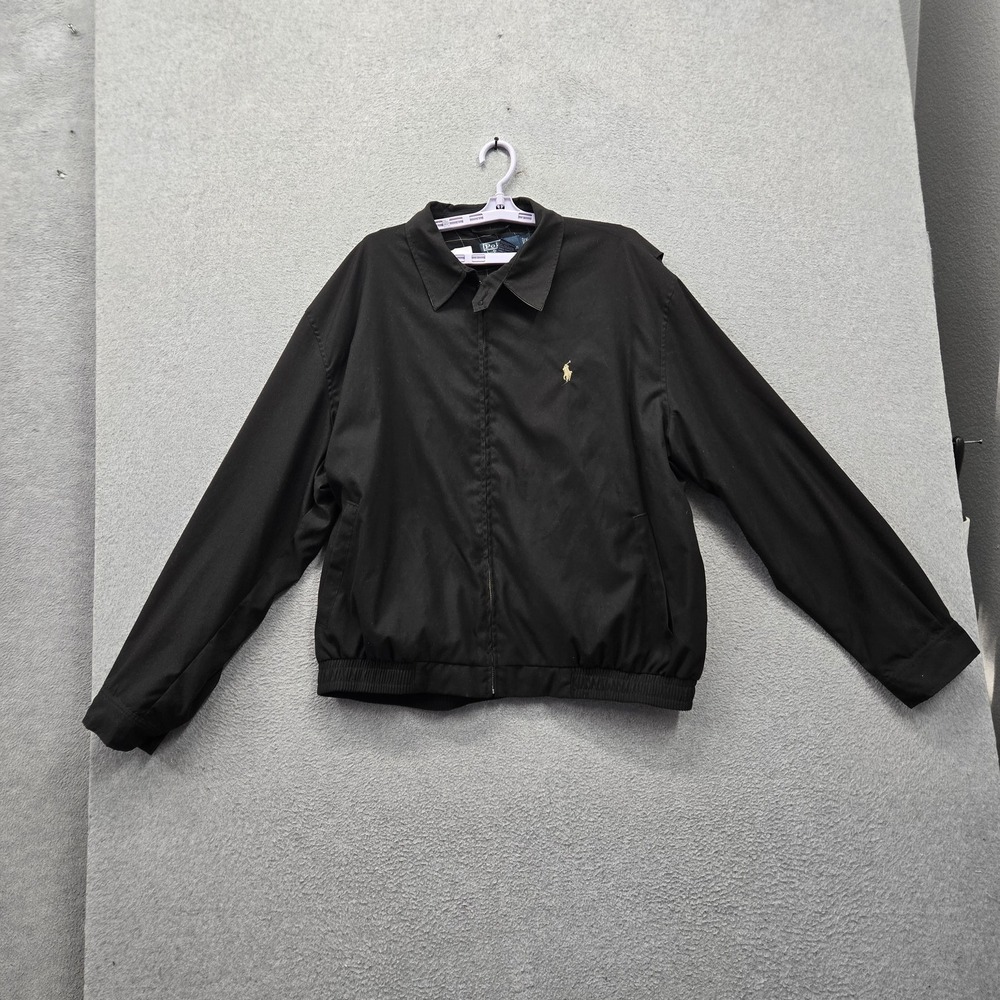 Polo Ralph Lauren Men Jacket XL Black Bi Swing Embroidered Windbreaker
